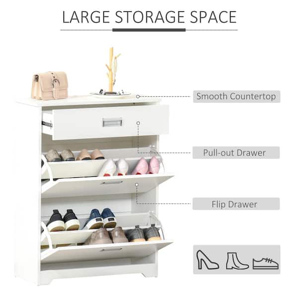 Homcom Shoe Cabinet With 3 Flip Drawers, Shoe Storage Cabinet For
