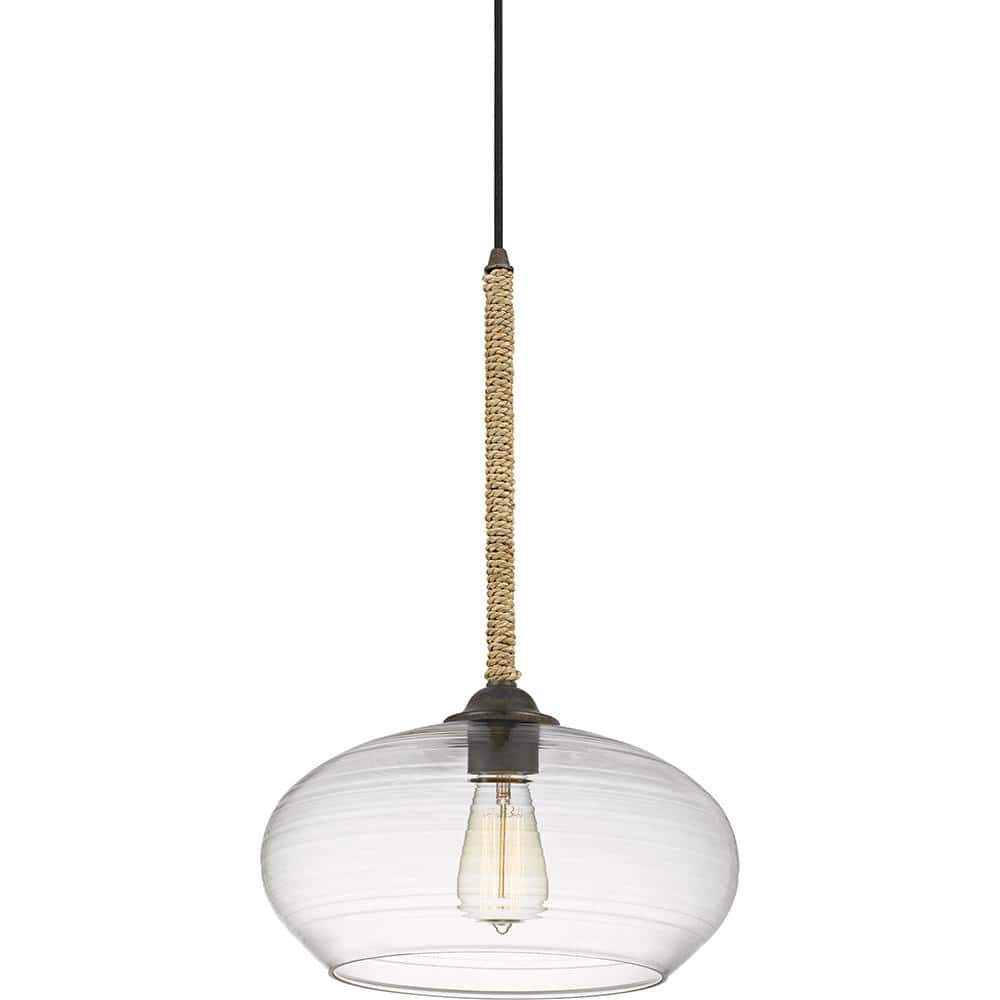 Merino Mini Globe Pendant in Tarnished Bronze with Clear Glass