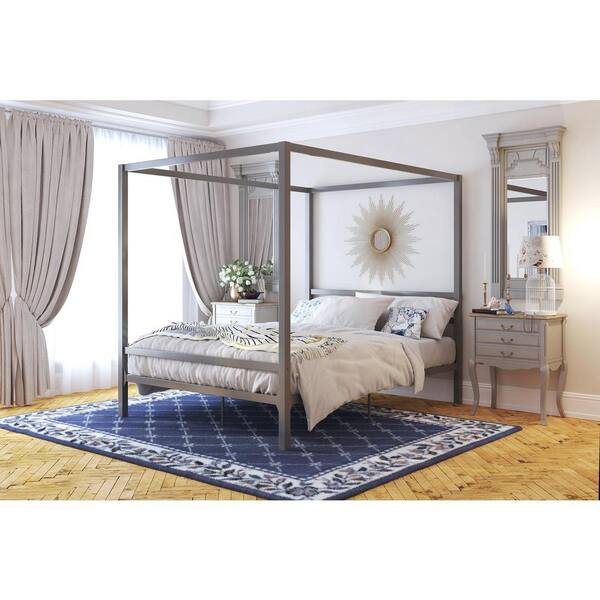 Dhp Rory Metal Canopy Grey Queen Size Bed Frame De23556 The Home Depot