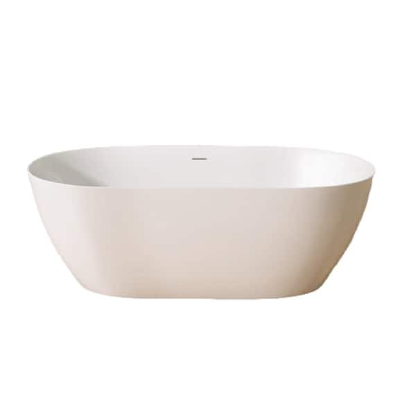 Aoibox Freestanding 51 in. x 27.50 in. Center Drain Soaking Bathtub 51 in. Anti-Clogging Gloss White