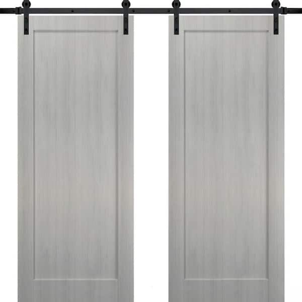 Sartodoors 36 in. x 96 in. Gray Finished Pine MDF Sliding Barn Door with Hardware Kit