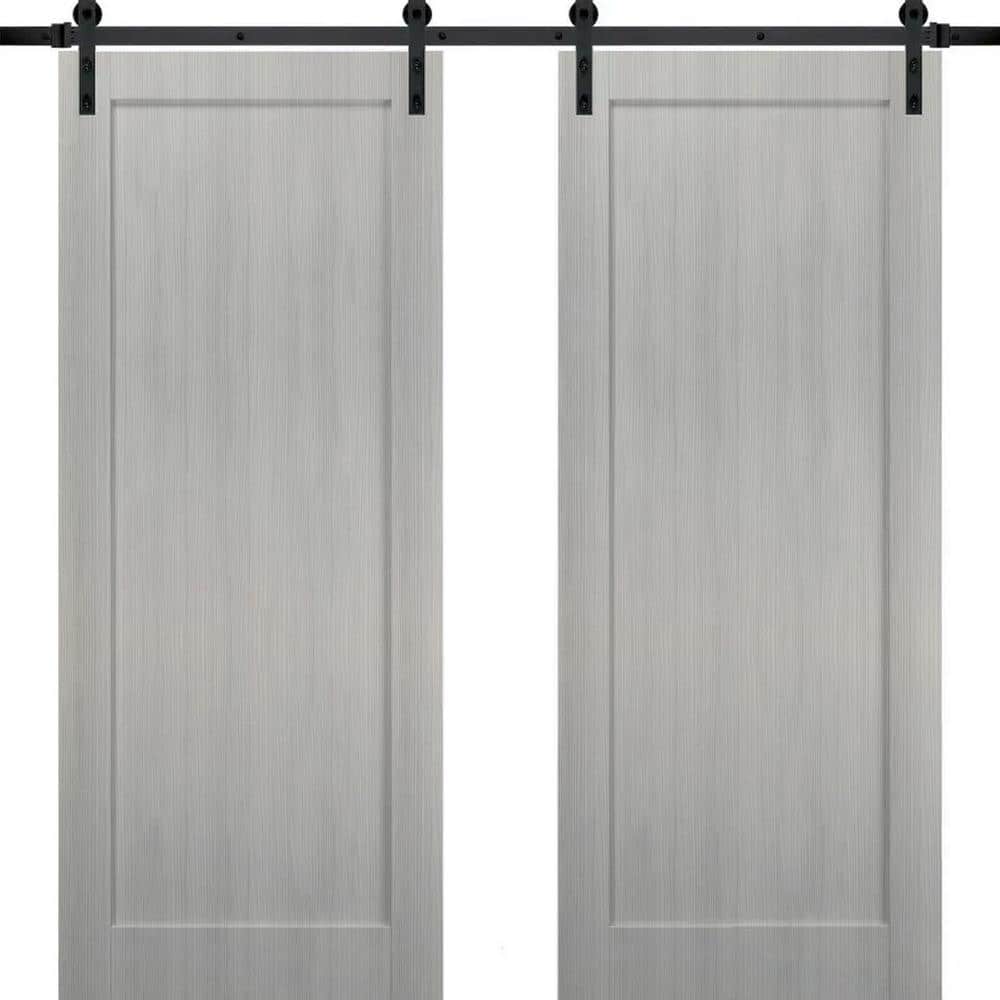 Assemble Required 56 in. x 80 in. Gray Finished Pine MDF Sliding Barn Door with Hardware Kit price history on PriceWatchPro