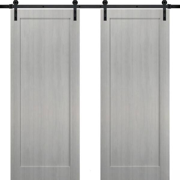 Sartodoors 72 In. X 80 In. Gray Finished Pine MDF Sliding Barn Door ...