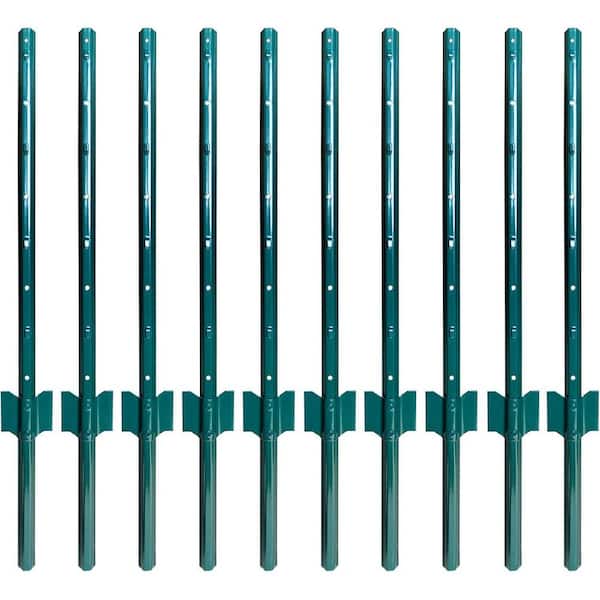 Oyezvary 3 ft. Sturdy Duty Metal Fence Posts Steel Fencing Poles No-Dig Garden U Post for Wire Fencing Pack of 10