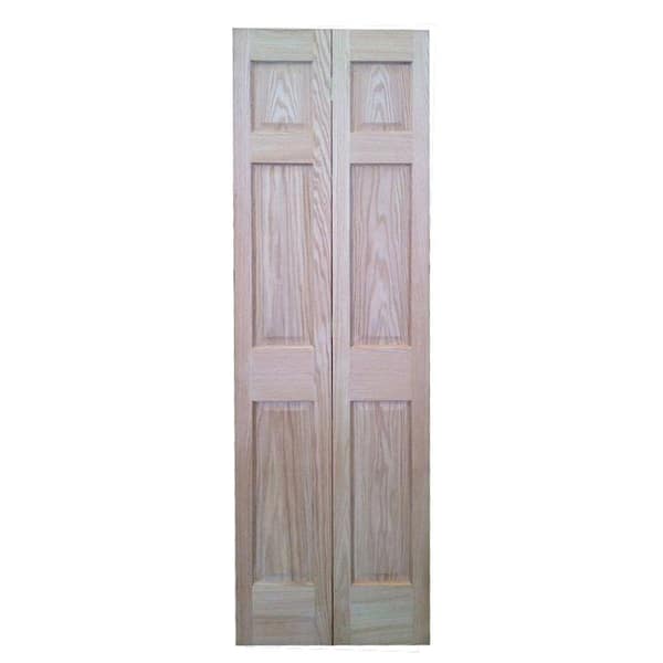 Pacific Mills 36 in. x 80 in. 6-Panel Solid Core Oak Interior Closet Bi-fold Door