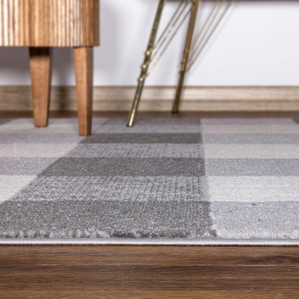Plaid Check Farmhouse Gray 5 ft. x 7 ft. Area Rug