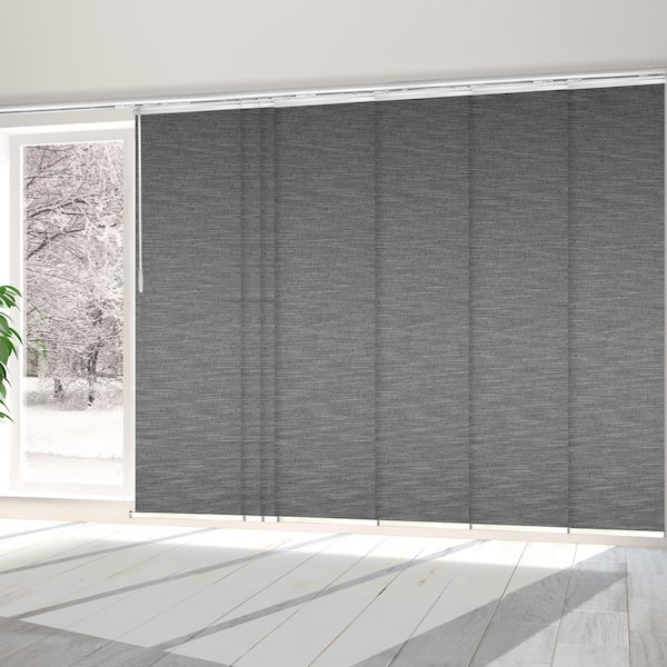 EMOH Heather 110 in. - 153 in. W x 116 in. L Adjustable 7- Panel White Single Rail Panel Track with 23.5 in. Slates