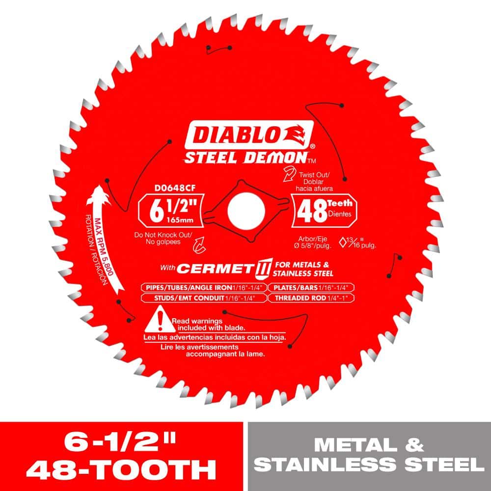 DIABLO Steel Demon 6-1/2 in. x 48-Tooth Cermet II Metals and Stainless Steel Circular Saw Blade