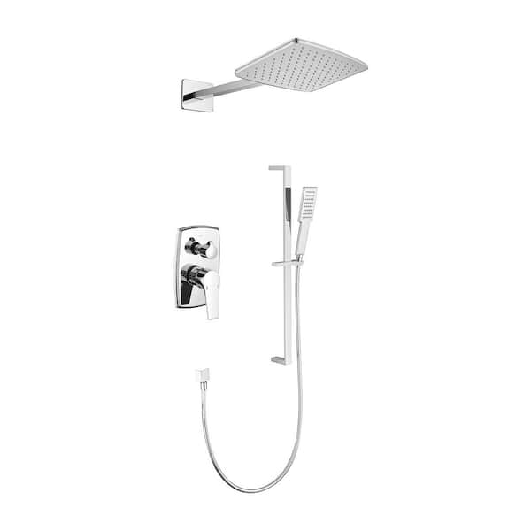 Satico 1-spray 12.5 in. Wall Mount Dual Fixed and Handheld Shower Head 2.5 GPM with Slide Bar in Chrome