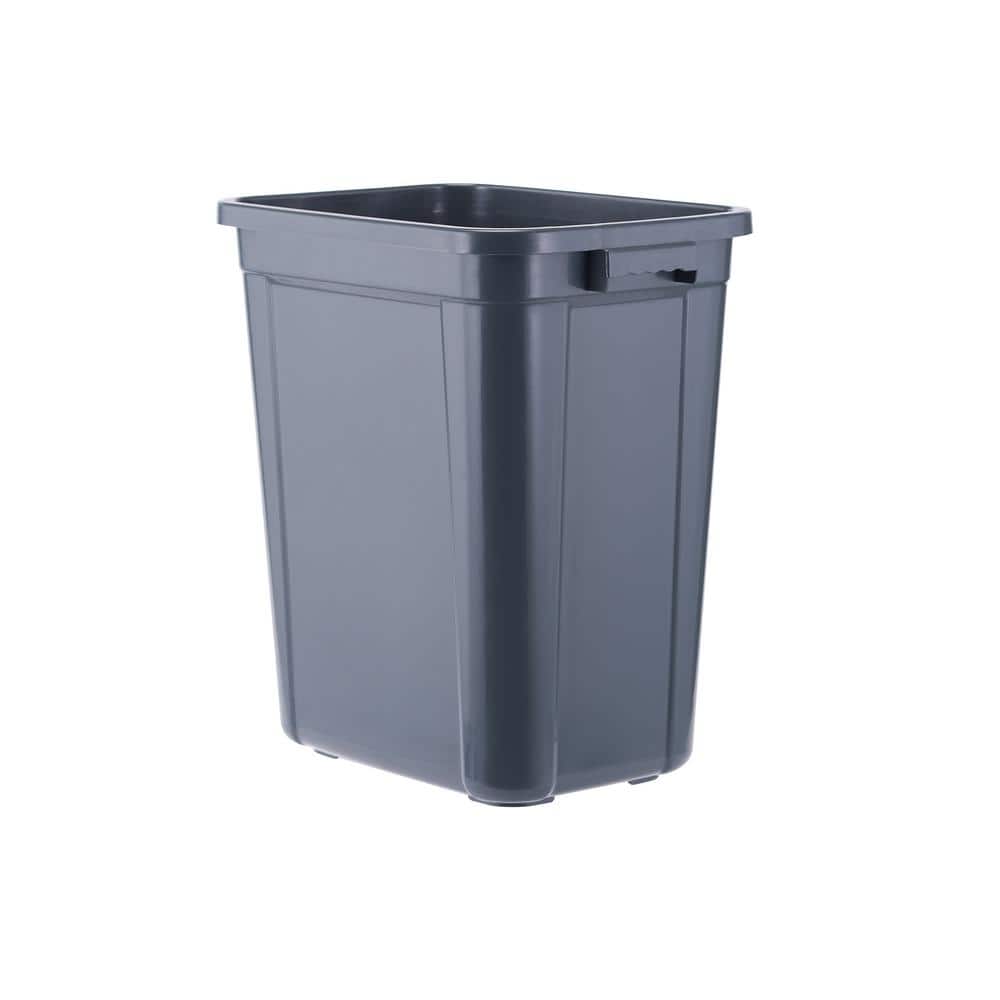 Black Plastic Pull-Out Trash Can with Metal Frame