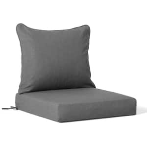 FadingFree 2-Piece Outdoor Patio Deep Seating Lounge Chair Seat Cushion and Back Pillow Set, Grey