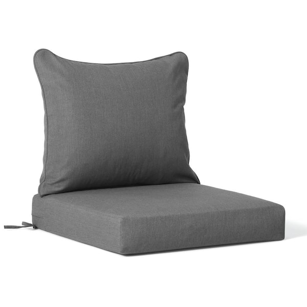 WESTIN OUTDOOR FadingFree 2-Piece Outdoor Patio Deep Seating Lounge Chair Seat Cushion and Back Pillow Set, Grey