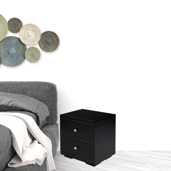 Glenn Black 3-Drawer 31 in. W Nightstand JU-1007-02-HD - The Glenn Black 3-Drawer 31 in. W Nightstand JU-1007-02-HD - The