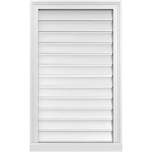22 in. x 36 in. Vertical Surface Mount PVC Gable Vent: Functional with Brickmould Sill Frame