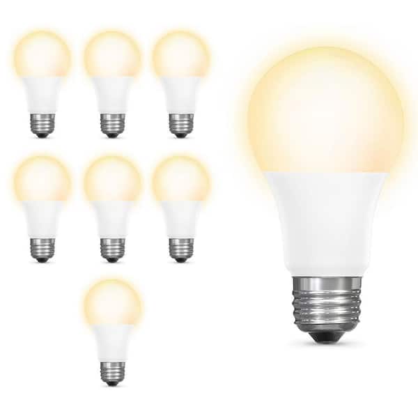 Feit Electric 60W Equivalent A19 IntelliBulb Dusk to Dawn CEC Title 20 Compliant 90+ CRI E26 LED Light Bulb, Soft White 2700K (8-Pack)
