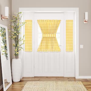 Buffalo Check 25 in. W x 40 in. L Polyester/Cotton Light Filtering Door Panel and Tieback in Yellow