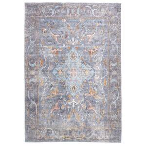 2' x 3' ft. Blue and Gray Floral Area Rug