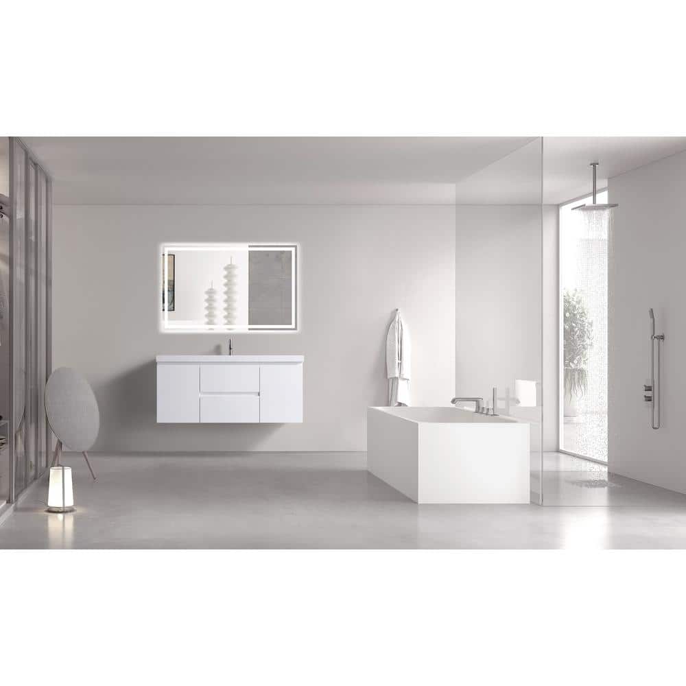White 60" Wall Mount Single Sink Vanity with Countertop