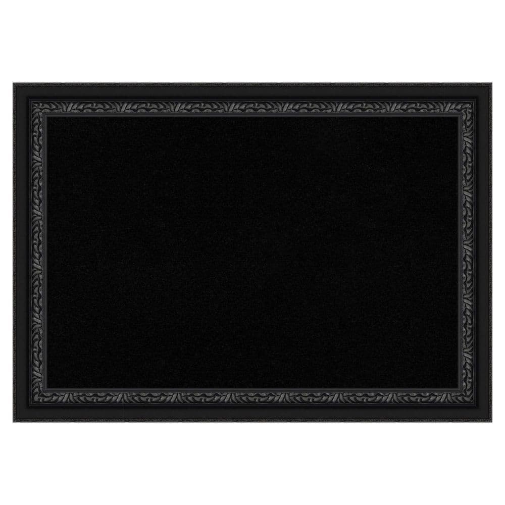 Amanti Art Downton Black 28 in. x 20 in. Wood Framed Black Cork Memo ...