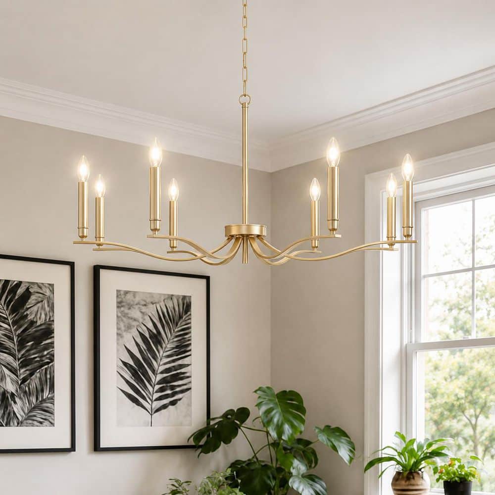 YANSUN 6-Light Gold Traditional Candle Chandelier, Classic Dining