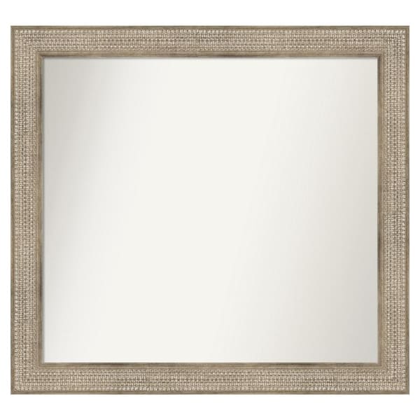 Amanti Art Trellis Silver 40 in. x 37 in. Custom Non-Beveled Wood Framed Bathroom Vanity Wall Mirror