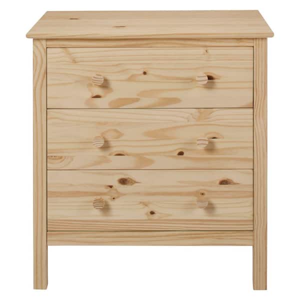 Unfinished 3-Drawer 29 in. W x 31.4 in. H x 18 in. D Natural Pine Wood Chest of Drawers