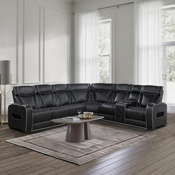 Lazzara Austin 118 in. Straight Arm 3-piece Faux Leather Reclining