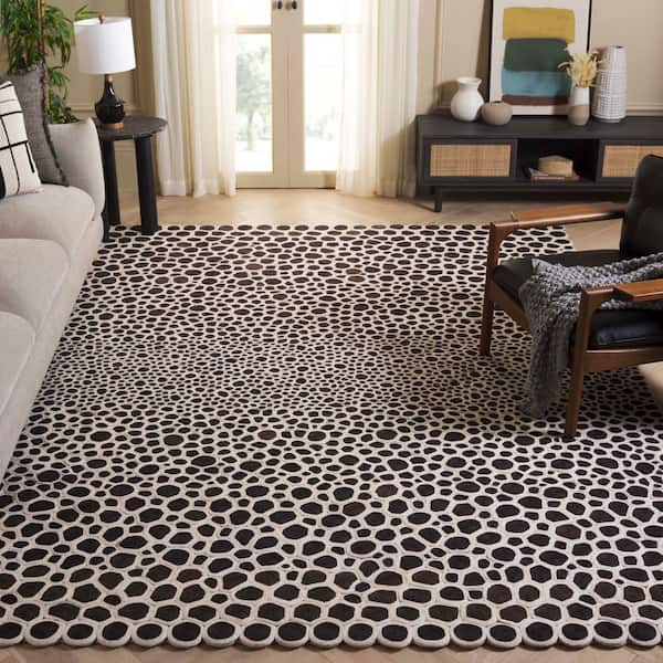 Manhattan 9 ft. x 12 ft. Charcoal/Ivory Geometric Spots Area Rug