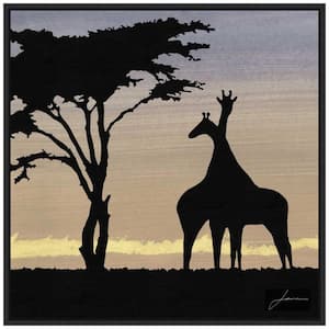 Savanna Giraffes IV" by James Burghardt 1-Piece Canvas Transfer Floater Frame Animal Art Print 22 in. x 22 in.