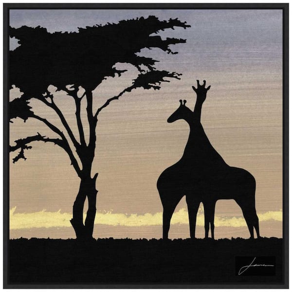 Amanti Art Savanna Giraffes IV" by James Burghardt 1-Piece Canvas Transfer Floater Frame Animal Art Print 22 in. x 22 in.