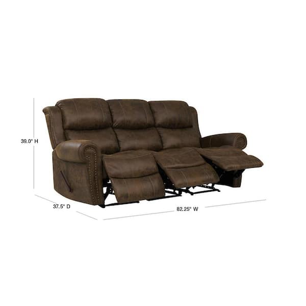 Prolounger Distressed Saddle Brown Faux Leather 3 Seat Rolled Arm Wall Hugger Recliner Sofa Rcl60 Nks89 3s Prolounger Distressed Saddle Brown Faux, Saddle Brown Leather Recliner Sofa