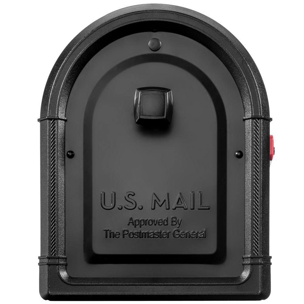 Roxbury Black Steel Post Mount Mailbox with Cast Aluminum Knob