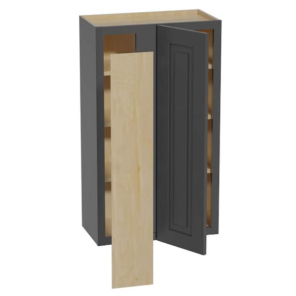 Home Decorators Collection Grayson 24 in. W x 12 in. D x 42 in. H Assembled Plywood Blind Wall Kitchen Cabinet in Deep Onyx with Soft Close LH