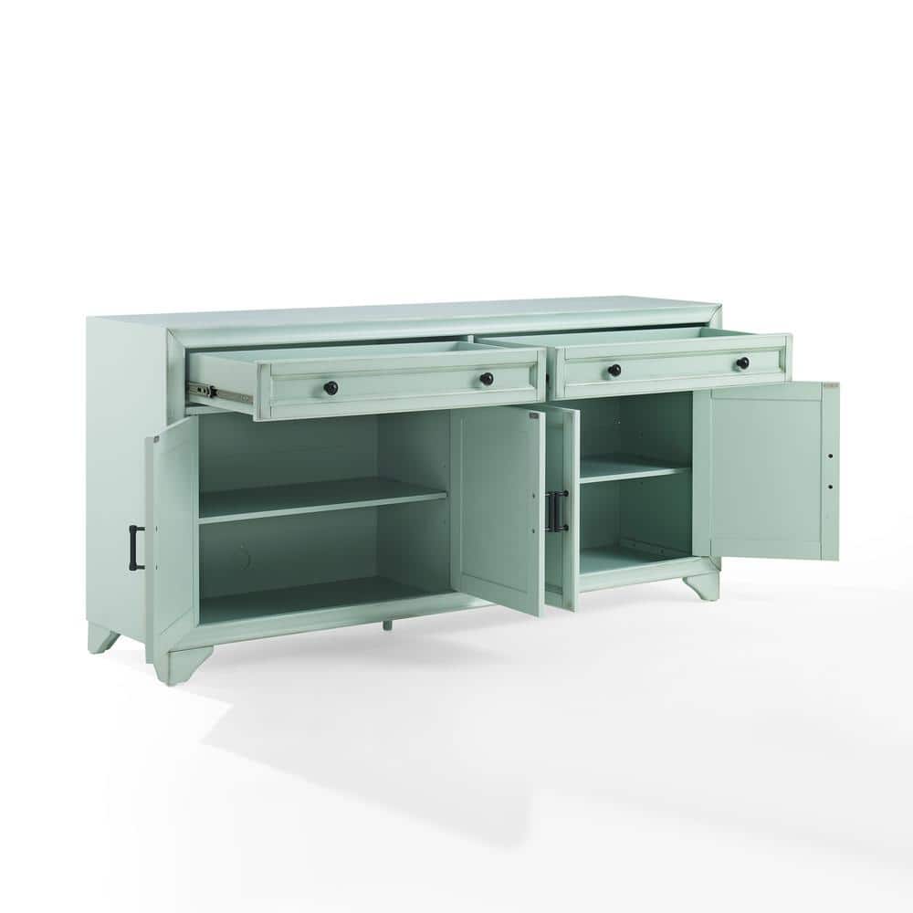Seafoam Blue Engineered Wood Sideboard Buffet Cabinet with Storage