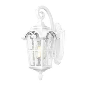 17.5 in. White Outdoor Hardwired Wall Lantern Sconce with Water Class and No Blubs Included