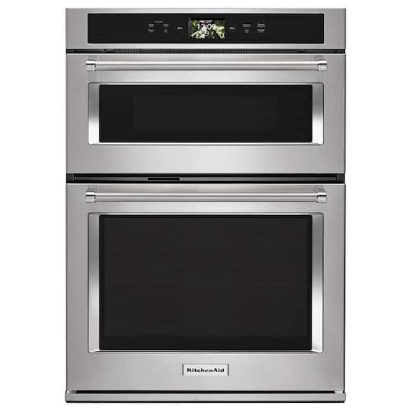 KitchenAid 30 in. Electric Convection Wall Oven with Built-In Microwave and Powered Attachments in Stainless Steel
