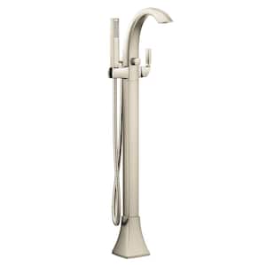 Voss Single-Handle Floor-Mount Roman Tub Faucet Tub Filler in Brushed Nickel (Valve Not Included)