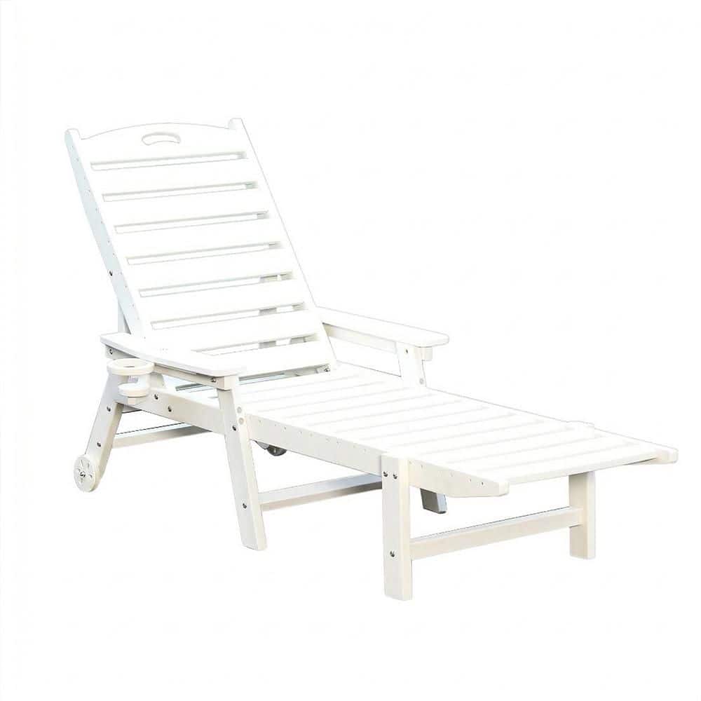 Outdoor HDPE All-Weather White Chaise Lounge Chair with 4-Position Adjustable Backres for Patio Poolside Deck Beach price history on PriceWatchPro