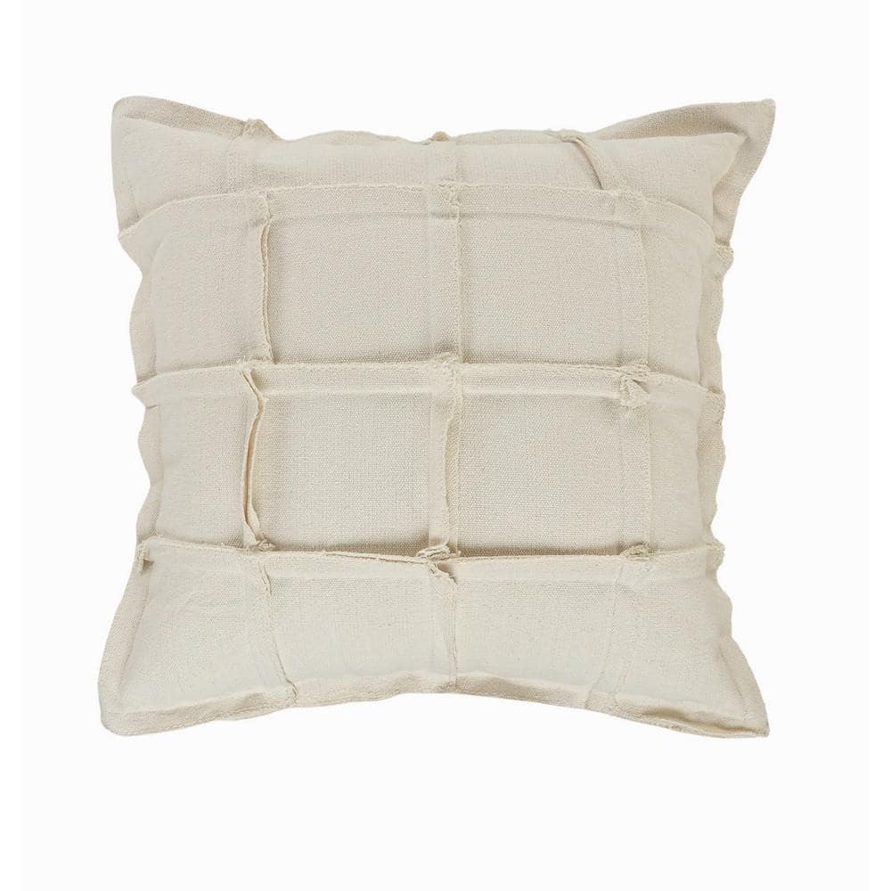 Grid Beige Geometric Squares Cozy Poly-Fill 20 in. x 20 in. Indoor Throw Pi