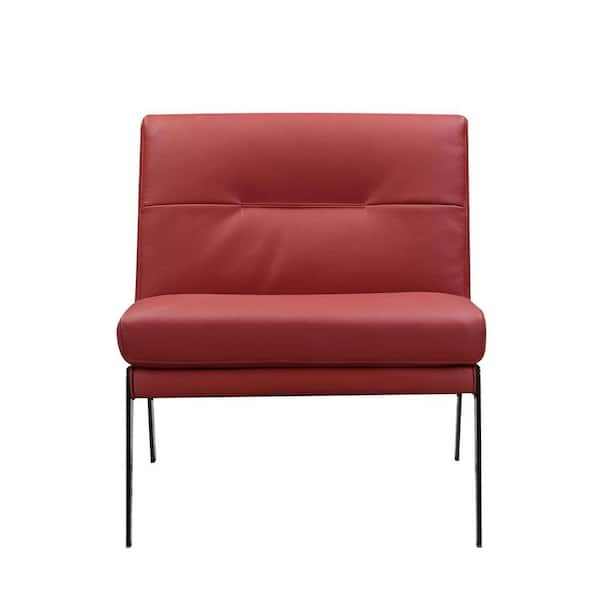 HomeRoots Charlie Red Leather Accent Chair
