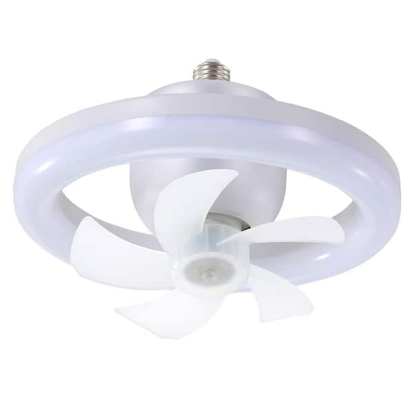 8 in. Indoor White Low Profile Socket Ceiling Fan with 3-Color LED Light with Remote Included