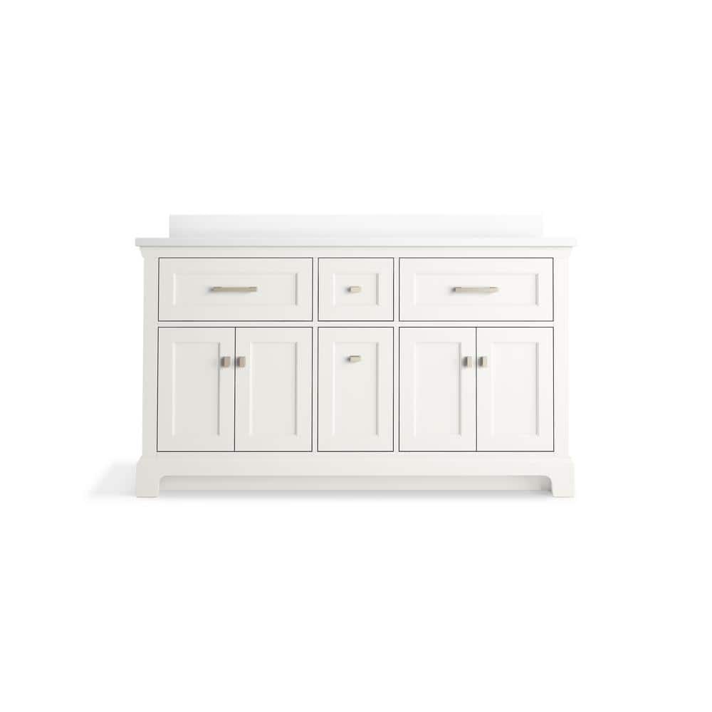 Charlemont 60" Light Oak Double Sink Vanity with Quartz Top