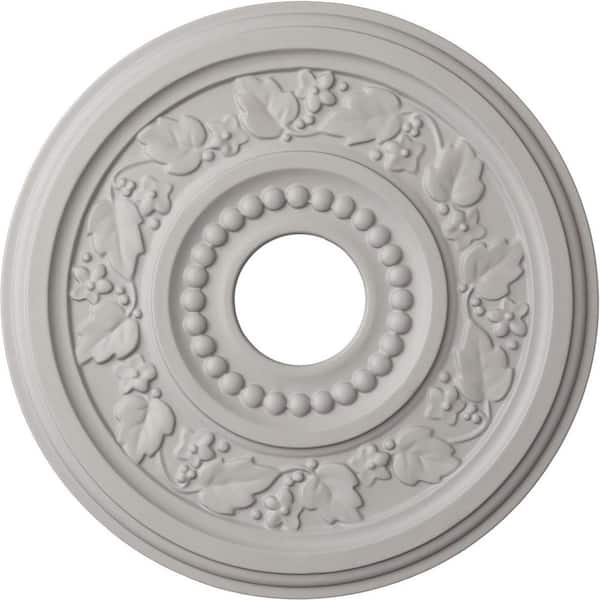 Ekena Millwork 7/8 in. x 16-1/8 in. x 16-1/8 in. Polyurethane Genevieve Ceiling Medallion, Hand-Painted Ultra Pure White