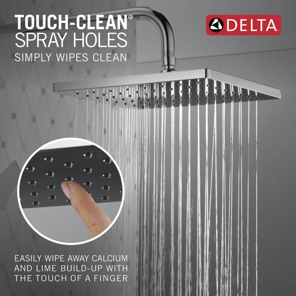 Chrome Square Multi-Head Rain Shower and Tub Faucet Set