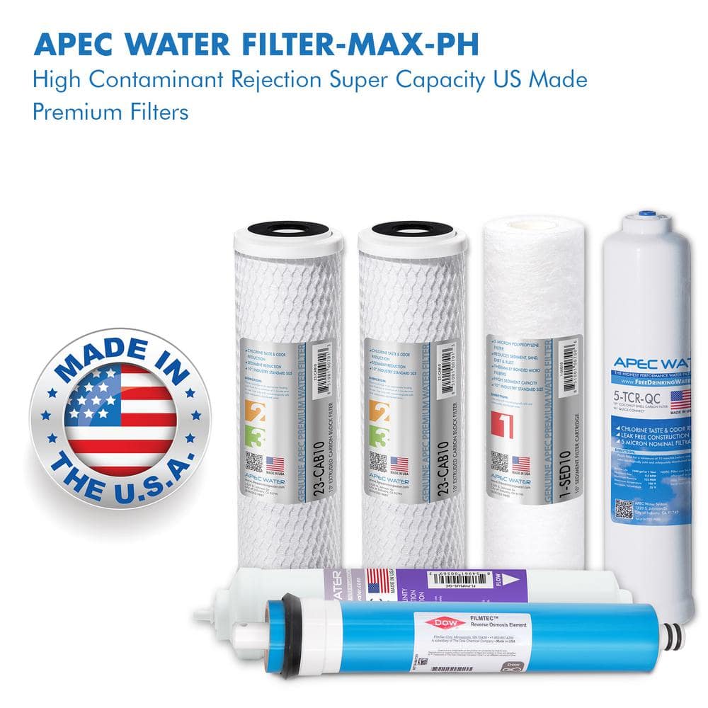 APEC 90 GPD Complete Replacement Filter Set for Alkaline Reverse Osmosis Systems