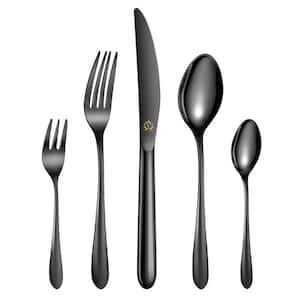 30-Piece Black Stainless Steel Flatware Set (Service for 6)