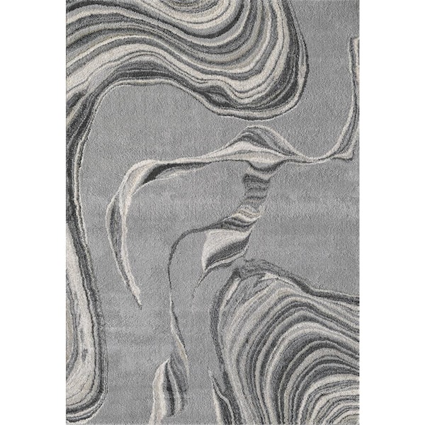MILLERTON HOME Aria Gray 3 ft. x 5 ft. Marbled Modern Area Rug