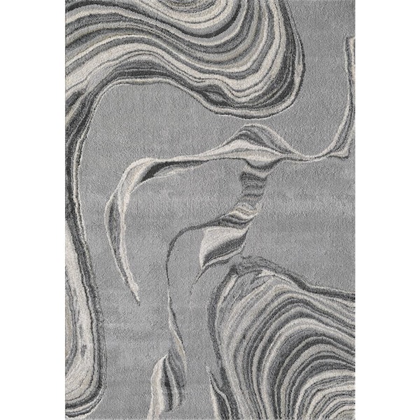 Aria Gray 9 ft. x 12 ft. Marbled Modern Area Rug