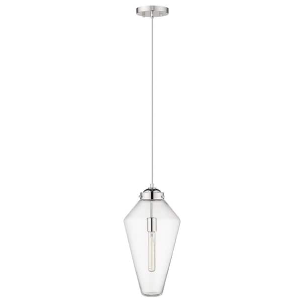 60-Watt 1-Light Nickel Pendant Light with Crystal, No Bulbs Included