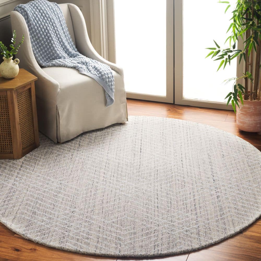 Abstract 6 ft. x 6 ft. Round Silver/Ivory Chevron Marle Area Rug price history on PriceWatchPro